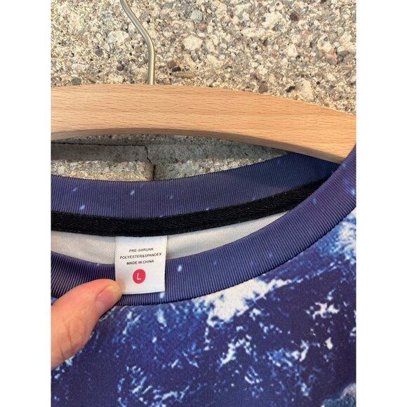 Astronaut Cat Graphic T-Shirt Large Space Galaxy Print Polyester/Spandex Unisex - Picture 4 of 6